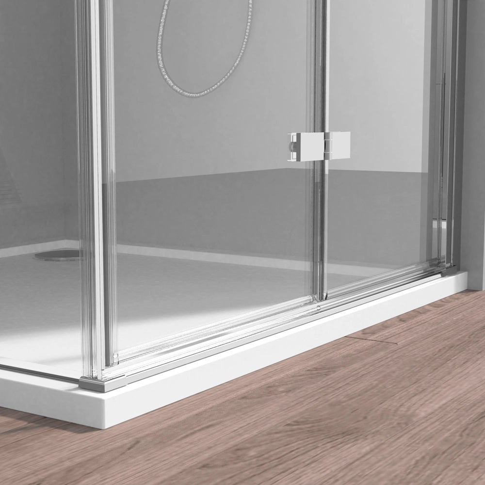 Box doccia angolare a soffietto 90x80 in vetro temperato trasparente con profili cromo Neos