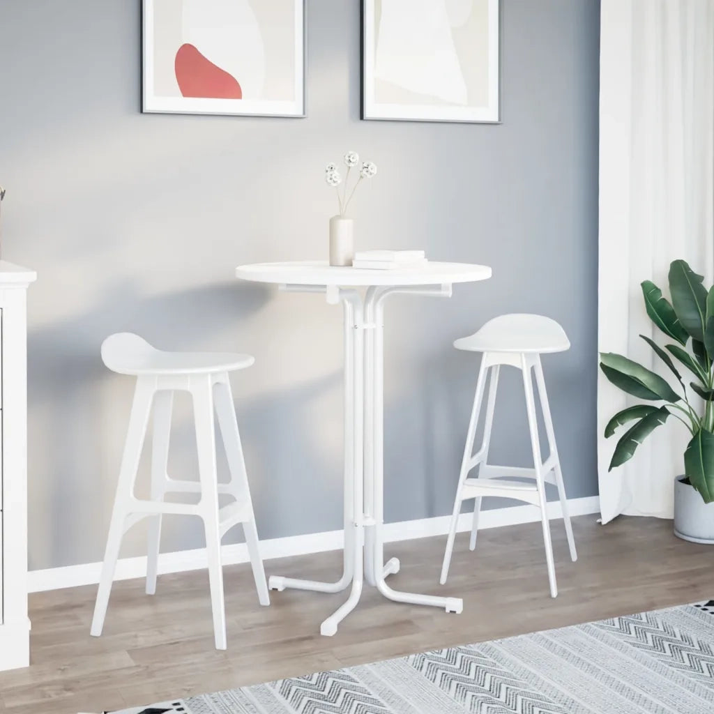 Tavolo da Pranzo Bianco Ã˜80x110 cm Legno Multistrato e Acciaio