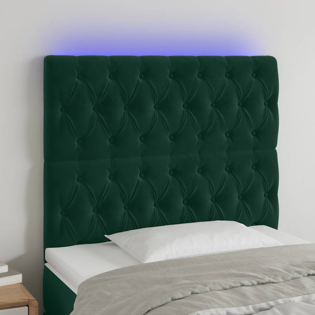 Testiera a LED Verde Scuro 100x7x118/128cm in Vellutocod mxl 121730