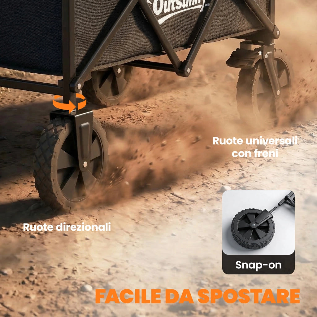 Carrello da Giardino Pieghevole ¨C zephmum ¨C Nero, 90L, con Manico Regolabile e Portabicchieri