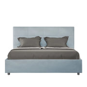Letto matrimoniale francese senza rete imbottito 140x200 microfibra azzurro Mika