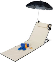 Ottomana da Spiaggia - Sedile da Spiaggia con Ombrellone, Cuscino Regolabile & Borsa Portatile, Portatile Beige