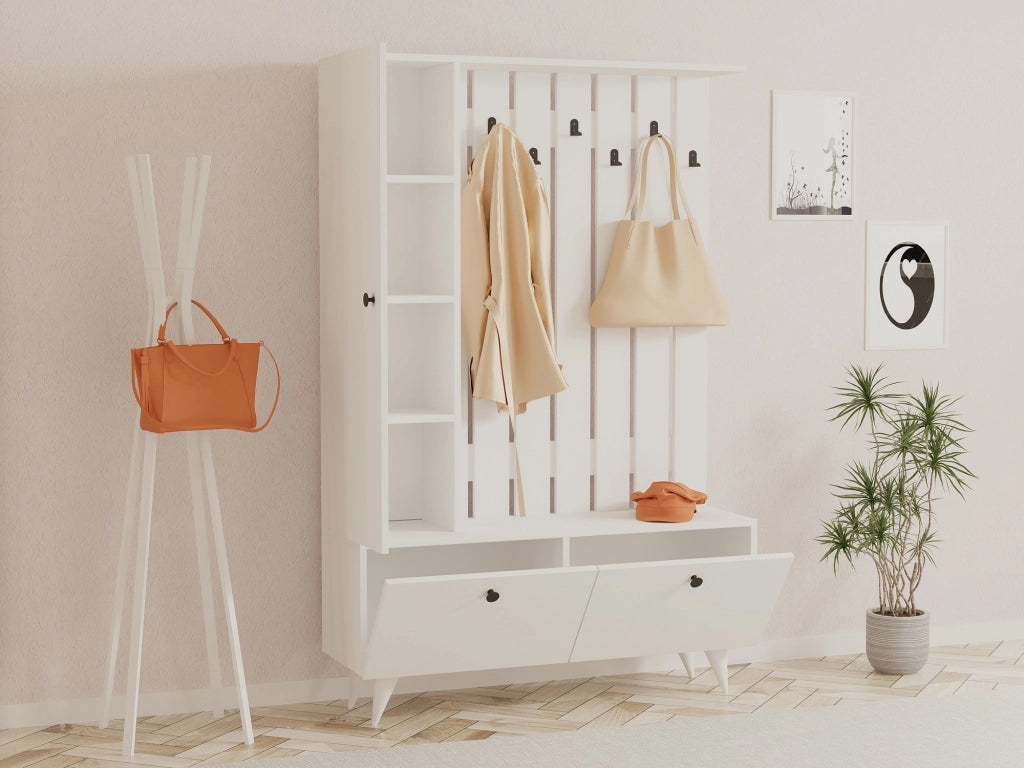 Mobile da corridoio in legno "Lala" - 35 x 112 x 170 cm - Bianco