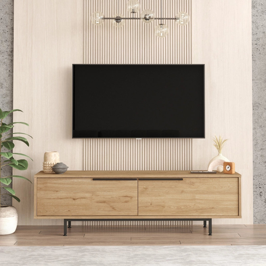 Porta TV in legno "Calvin" - 160 x 35 x 45 cm - Marrone