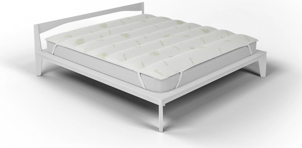 Topper Trapuntato Imbottito Singolo con Elastici Aloe Vera Bianco