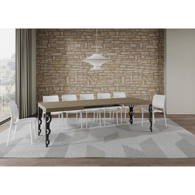 Tavolo allungabile 160/244x80 cm Karamay telaio Antracite - Tortora