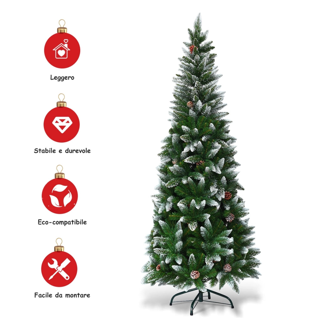 Albero di Natale 180 cm in PVC di alta qualit¨¤, Albero di Natale innevato con 630 rami-Alberi di Natale