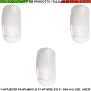 Rileva Presenza Ladri Sensore Infrarosso Grandangolo 15 Metri 3 Pezzi Antifurto Radio Bidirezionale Codifica UNISAT2 Anti Jamming Antimanomissione Rilevatore di Movimento Sensore look down da Interno