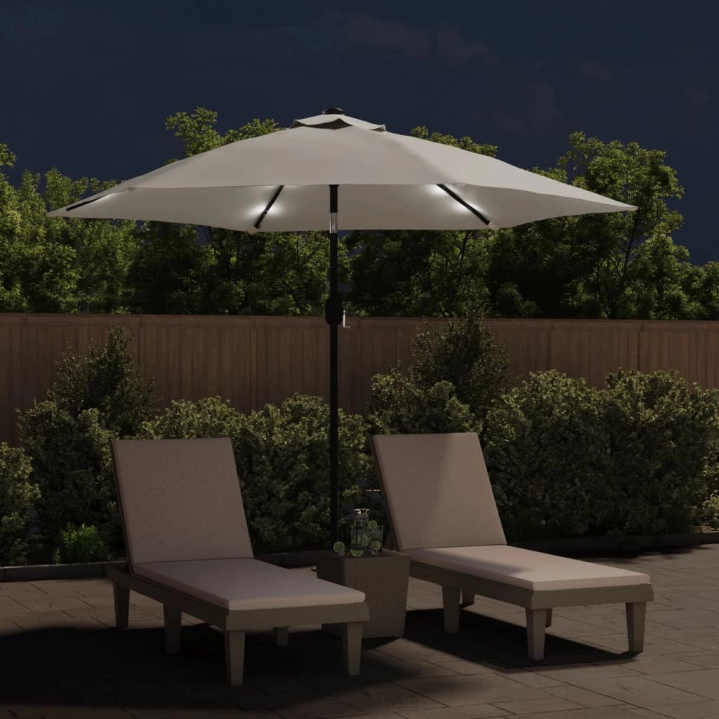 Ombrellone da giardino a sbalzo con illuminazione a LED 3 m bianco sabbia 02_0008605