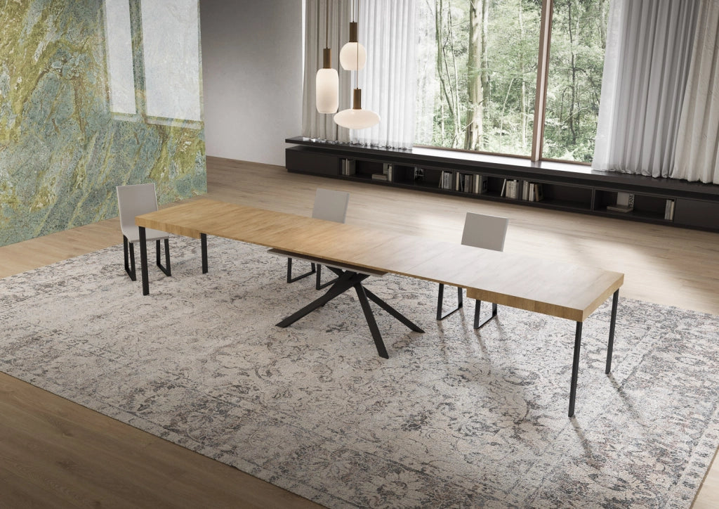 Tavolo allungabile 160/420x90 cm Niket quercia natura gambe antracite