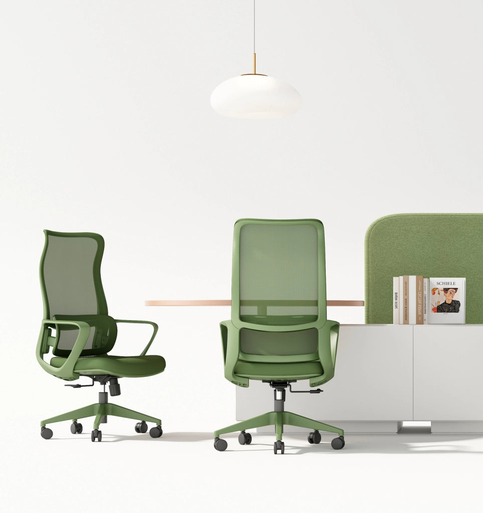 Sedia studio Hispanohogar altezza regolabile in tessuto verde