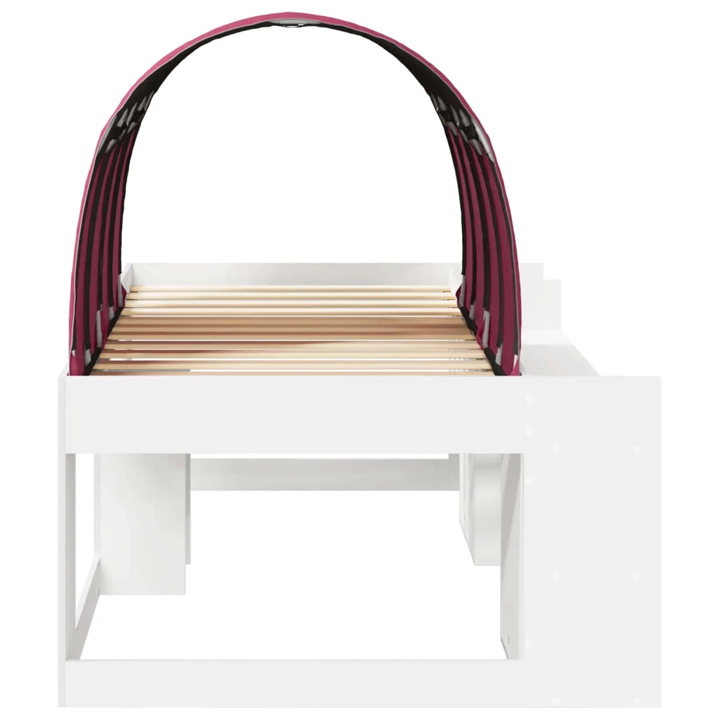 Letto con Tunnel 3 pcs Bianco e Rosso Legno ingegnerizzato