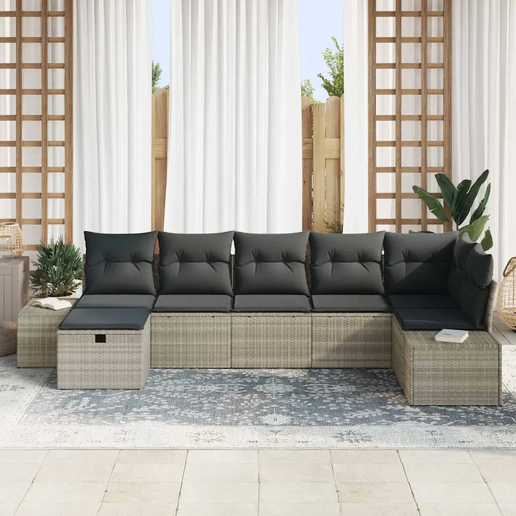 Set Divano da Giardino 7 pcs Grigio chiaro polyrattan 3359401