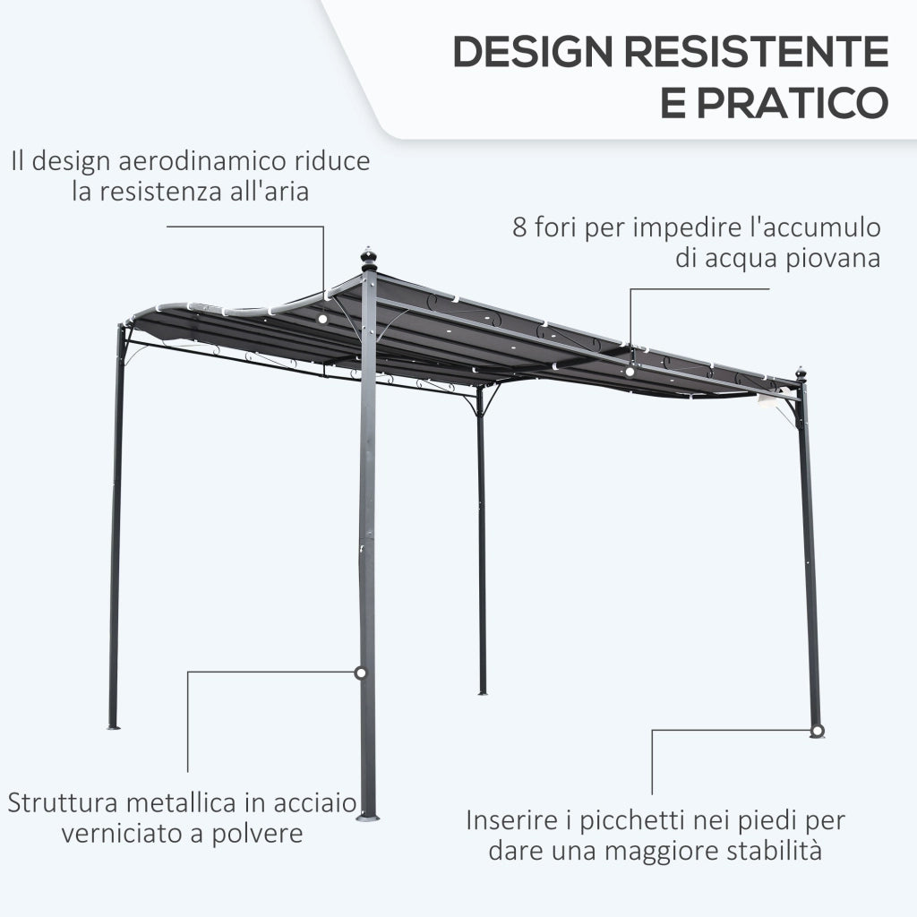 Gazebo Pergola da Giardino 3x3m ¨C zephmum ¨C Grigio con Tenda Impermeabile