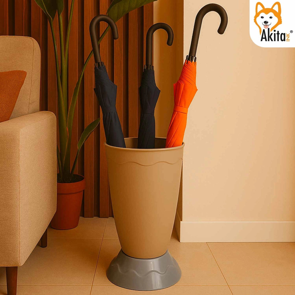 Akitaink Portaombrelli Vulcano Design Moderno 50cm Tortora