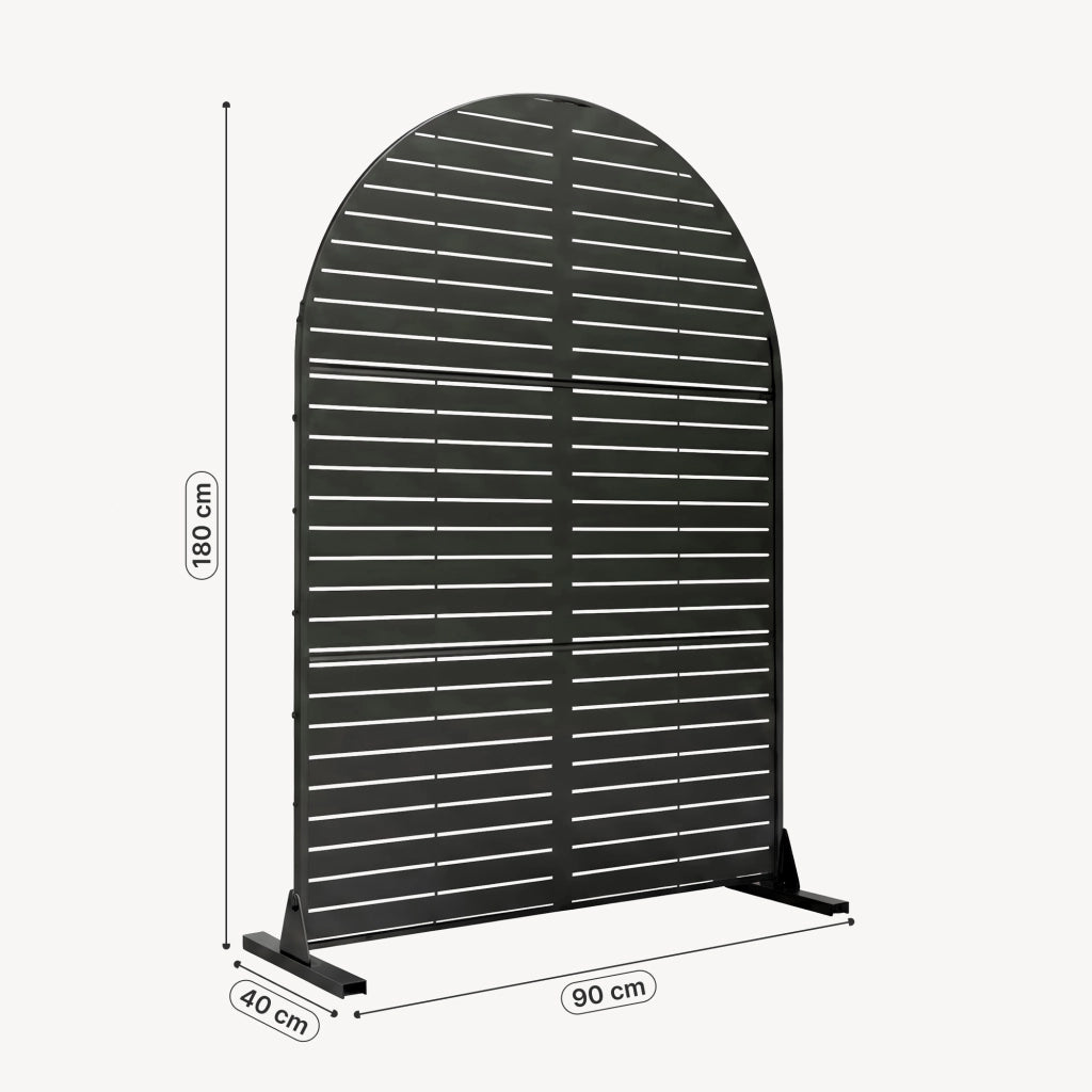 Pannello Divisorio Nodepp Paravento Arcuato in Acciaio 180 x 90 cm - Nero casa.pro
