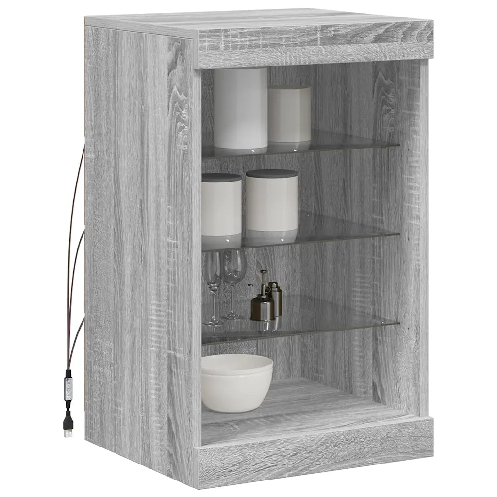 Credenza con Luci LED Grigio Sonoma 41x37x67 cm 836726