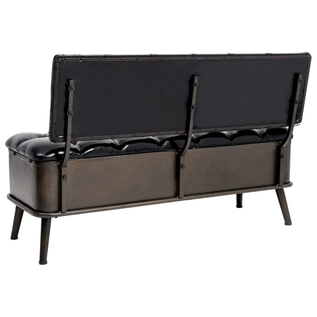 Panca contenitore con schienale 110 cm materiale sintetico nero 02_0010890