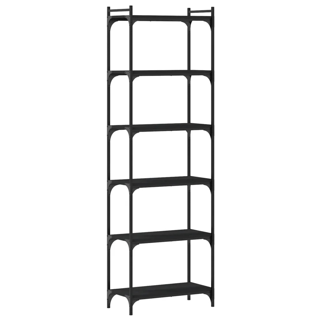 Libreria a 6 Ripiani Nera 60x30x188 cm in Legno Multistratocod mxl 108531