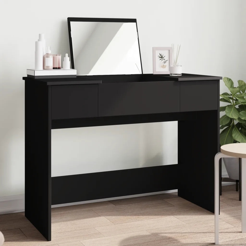 Toeletta | Tavolo da Trucco con Specchio Nero 100x45x76 cm