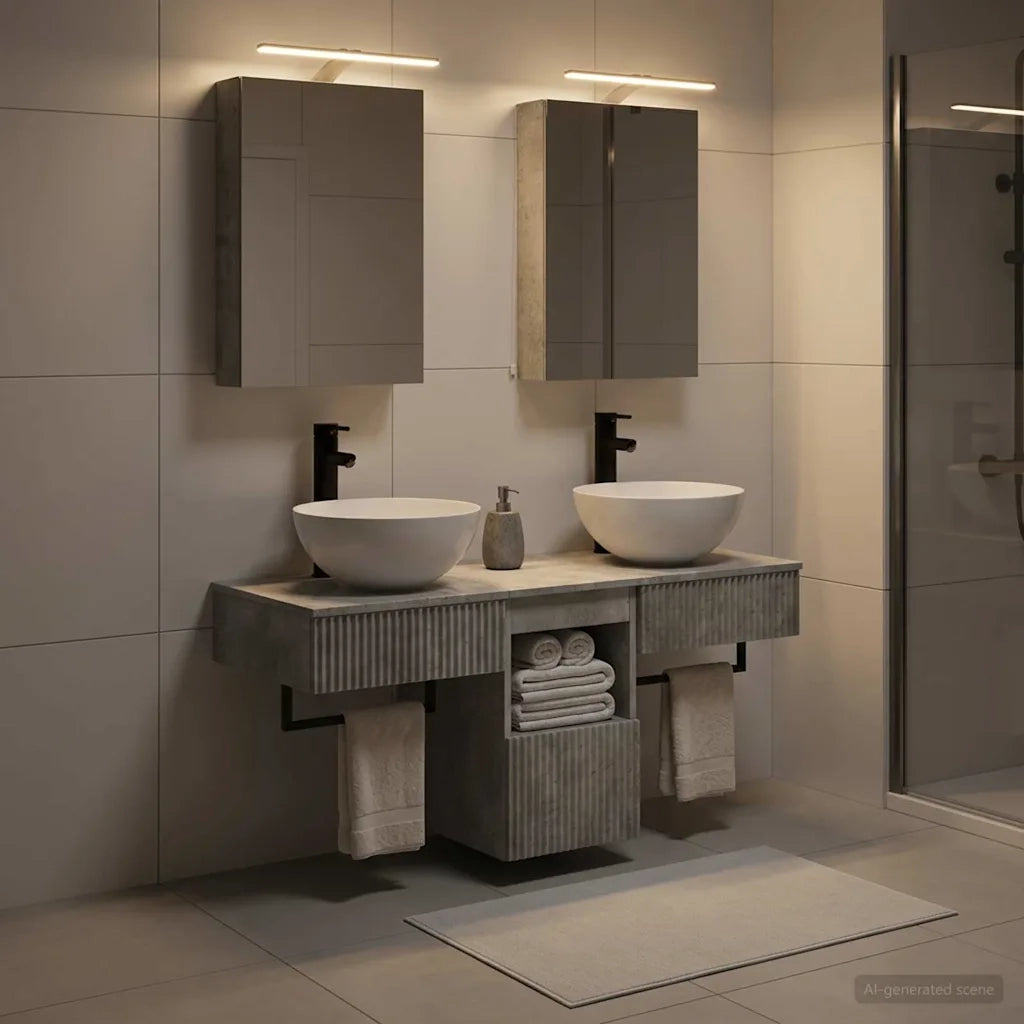 Set di Armadi da Bagno 5 pcs Grigio Cemento 40 x 10,5 x 60,5 cm 3406274