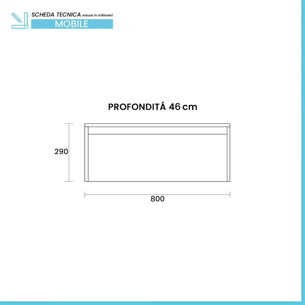 Mobile bagno sospeso 80 cm rovere naturale con lavabo sospeso e specchio – Numa