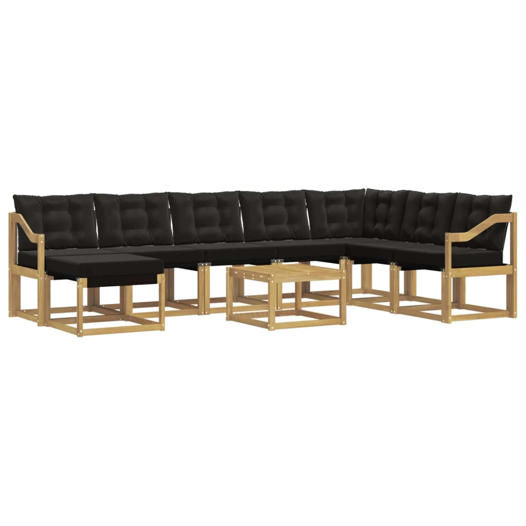 Set di divani da esterno 9 pcs Bianco e Nero