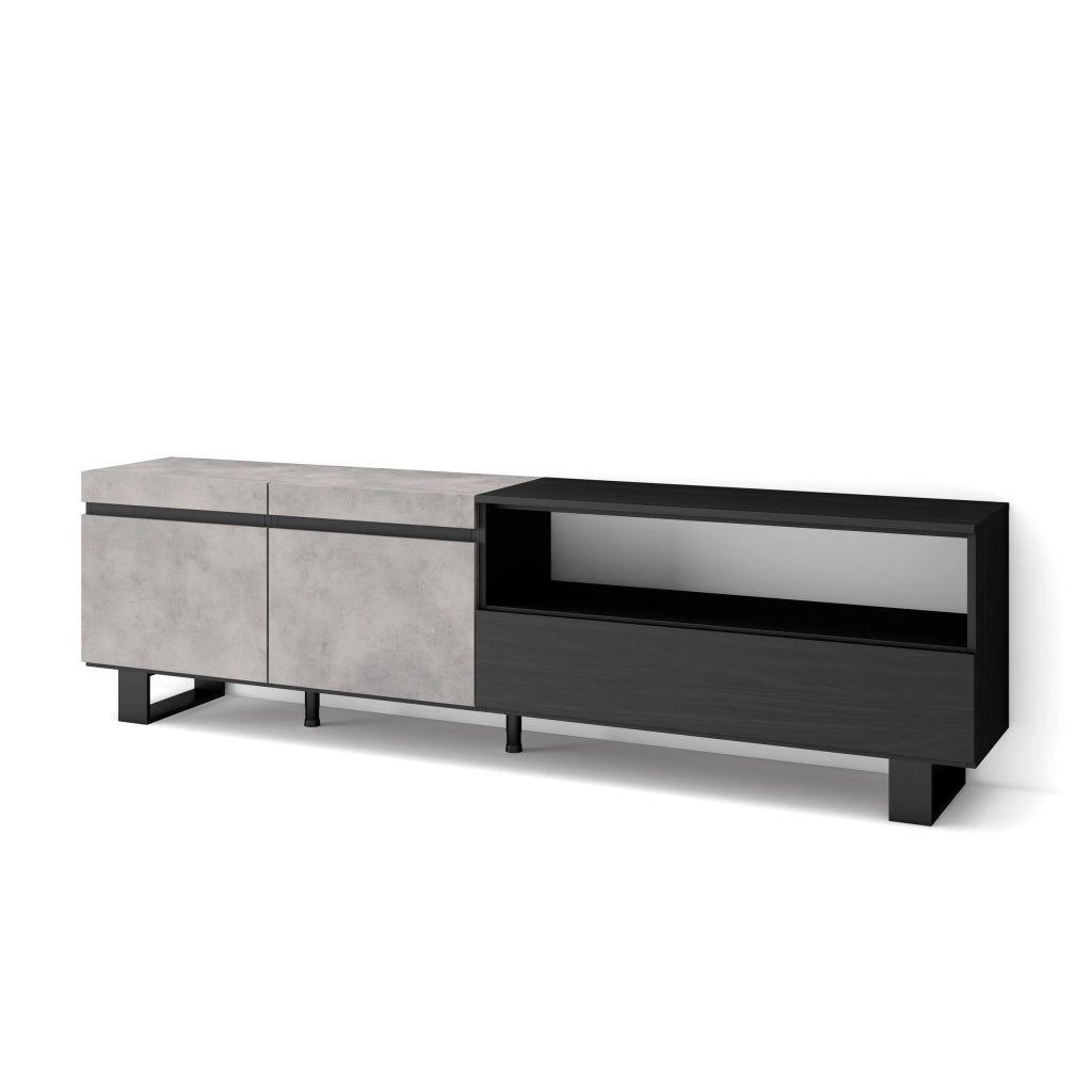 Mobile TV, 200x35x57cm, soggiorno, Per TV fino a 80", Design industriale, grigio cemento RF2245