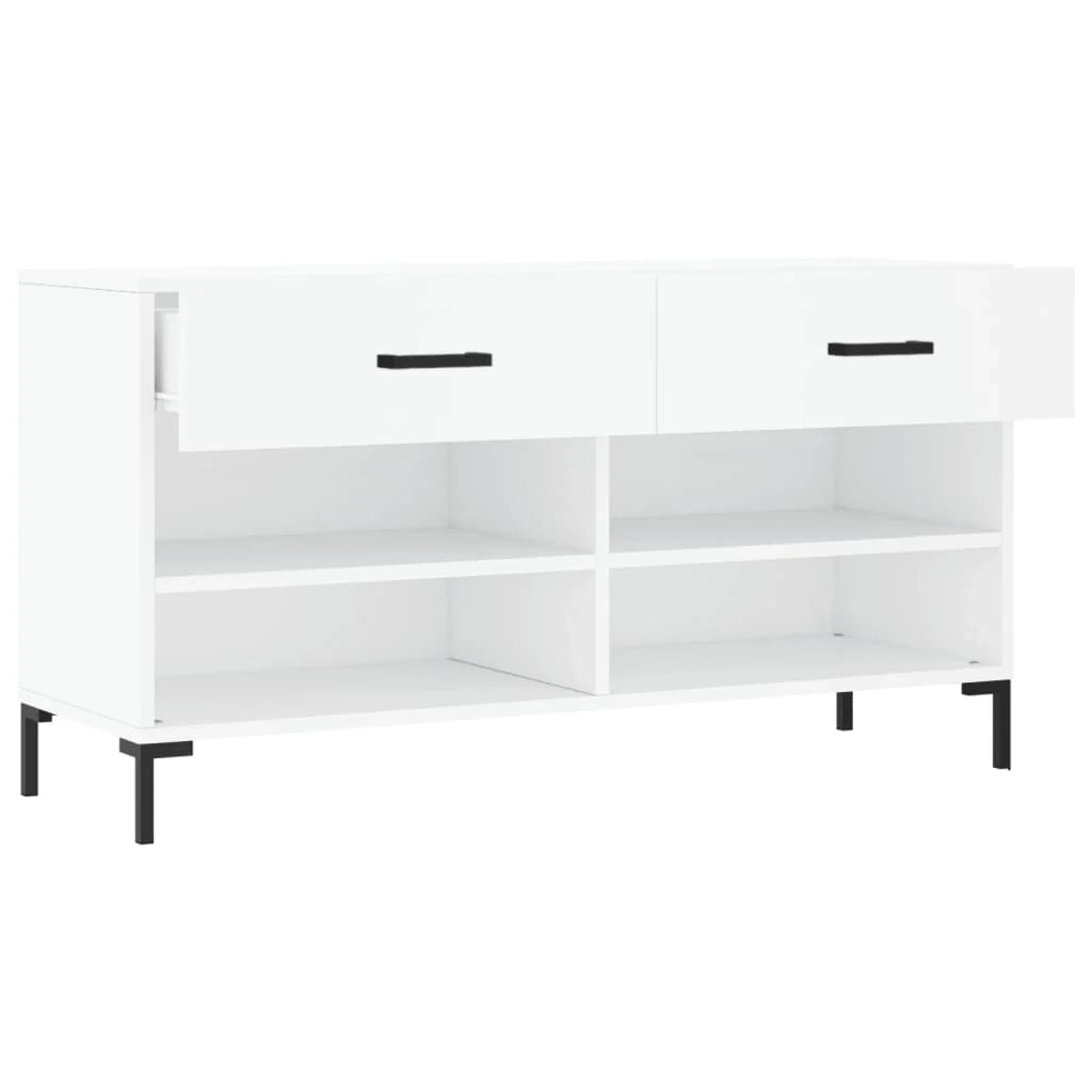 Panca portascarpe/stivali cassettiera scaffale mobiletto portaoggetti per ingresso 102 x 35 x 55 cm legno ingegnerizzato bianco 02_0022880