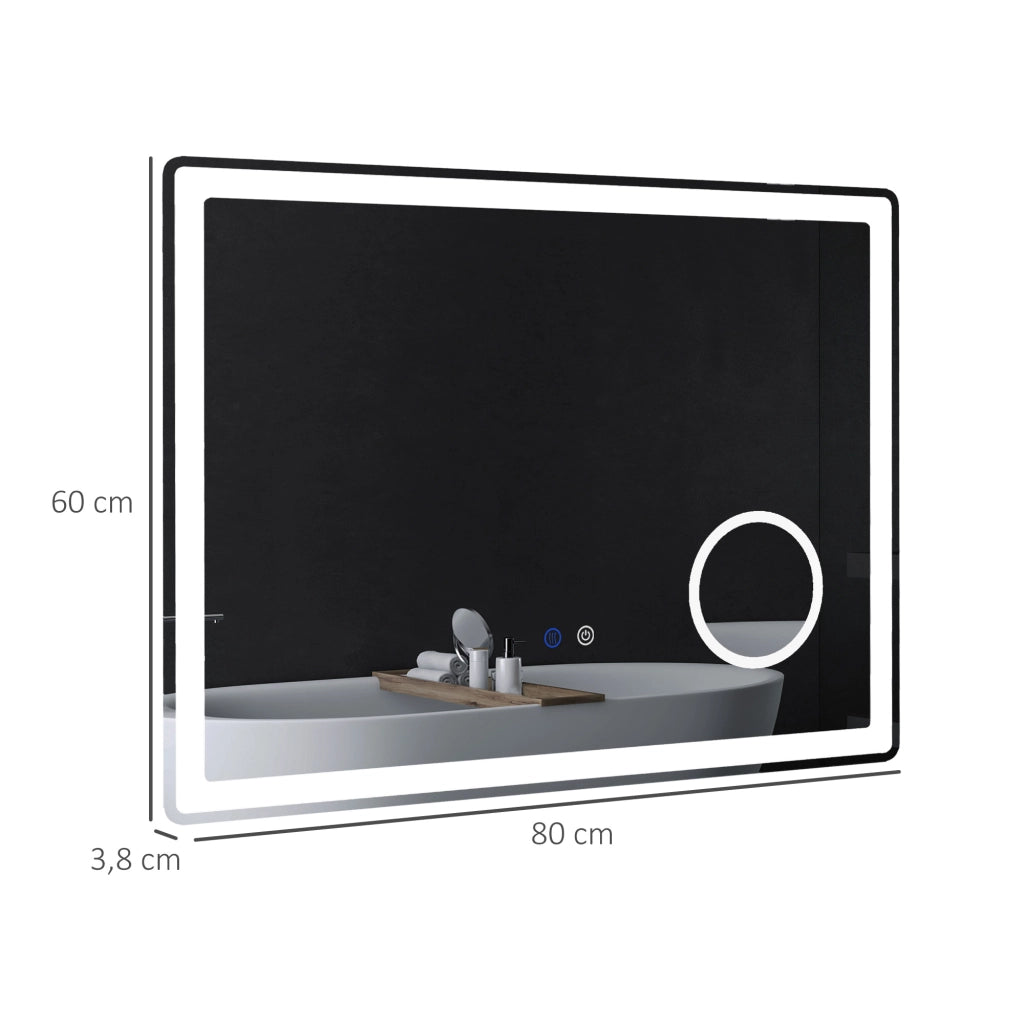 Specchio da Bagno LED con 3x Ingrandimento ¨C zephmum ¨C 80x60 cm