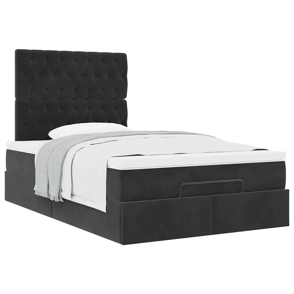 Struttura Letto Pouf con Materassi Nero 120x200 cm Velluto 3313537