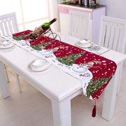 Tavolo da Natale con tovaglia decorativa di cotone e lino classico per tavolo, tovaglia in materiale morbido per sala da pranzo, festa e vacanza (rosso, 34 * 180 cm)