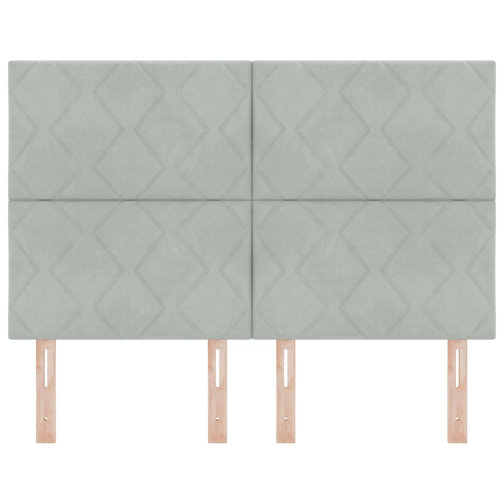 Testiera a Blocchi a Diamante Grigio Chiaro 140 cm Velluto