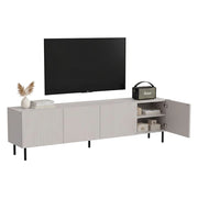 Mobile porta TV Priocca, Madia da salotto con quattro ante battenti, Rialzato da terra, 200x42 h52 cm, Beige