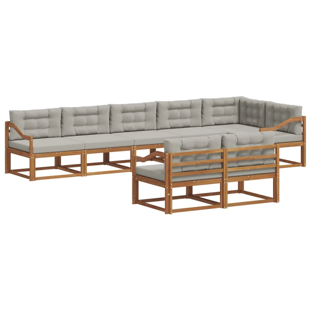 Set di divani da esterno 8 pcs Grigio Naturale e Chiaro