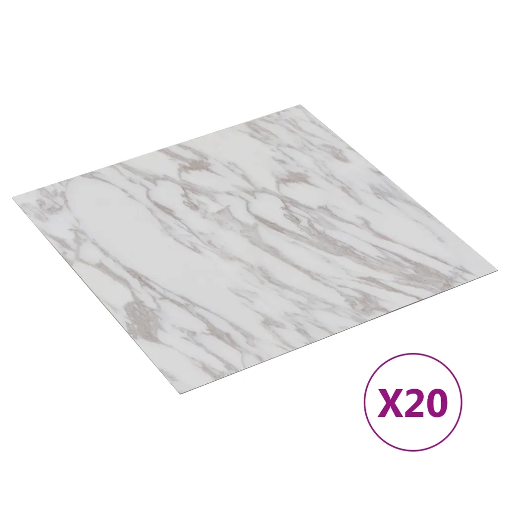 Listoni Pavimenti Adesivi 20 pz in PVC 1,86 mÂ² Marmo Bianco cod mxl 54414