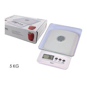 Trade Shop - Bilancia Da Cucina Digitale Portata 5kg Bianco Piano In Vetro Display Lcd 580017 -