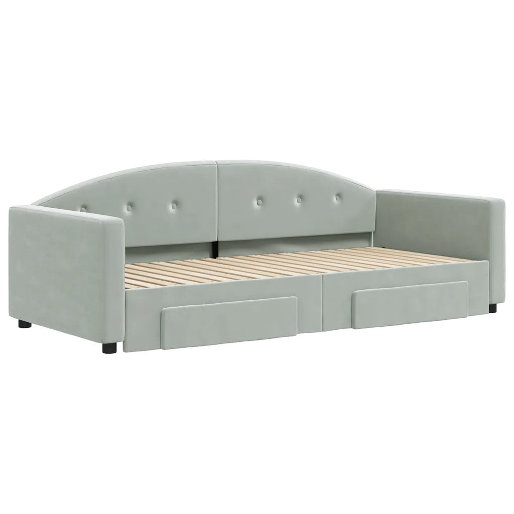 Divano Letto Estraibile Cassetti-Sofa Letto-Daybed Grigio Chiaro 90x190cm Velluto 570295