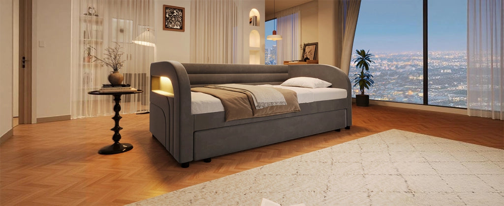 letto a piattaforma in flanella grigio 100 x 211 cm