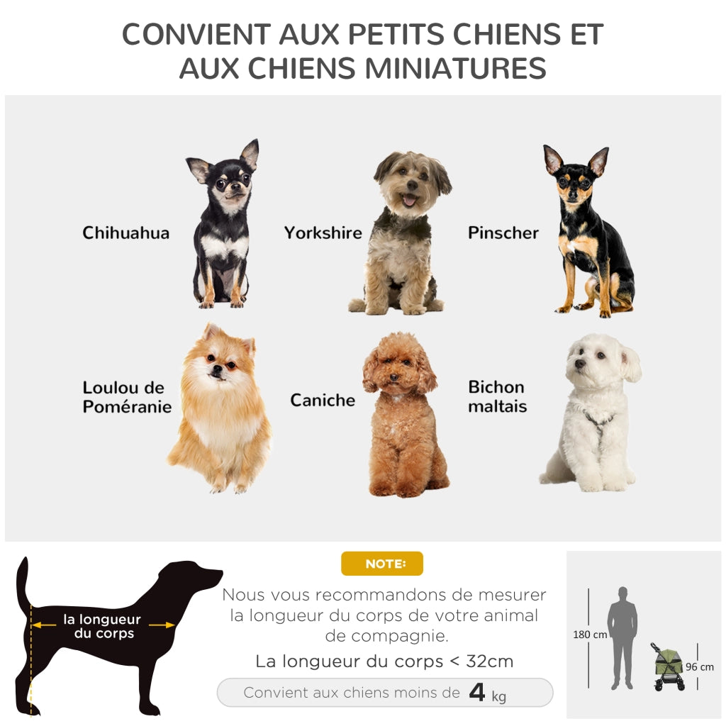Passeggino per animali domestici pieghevole ¨C Xylo ¨C con portabicchieri tessuto Oxford 300D impermeabile verde