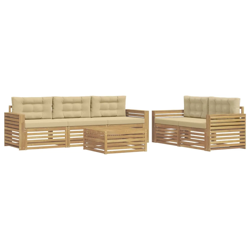 Set di divani da esterno 6 pz Bianco e Beige 3390053