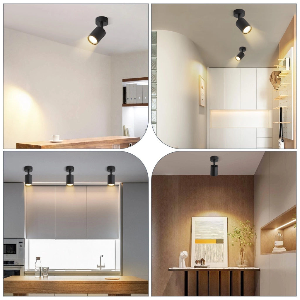 ZMH Faretto da soffitto Moderni GU10 Orientabile 350° a Parete Nero 1 Lampada per Corridoio Senza Lampadina