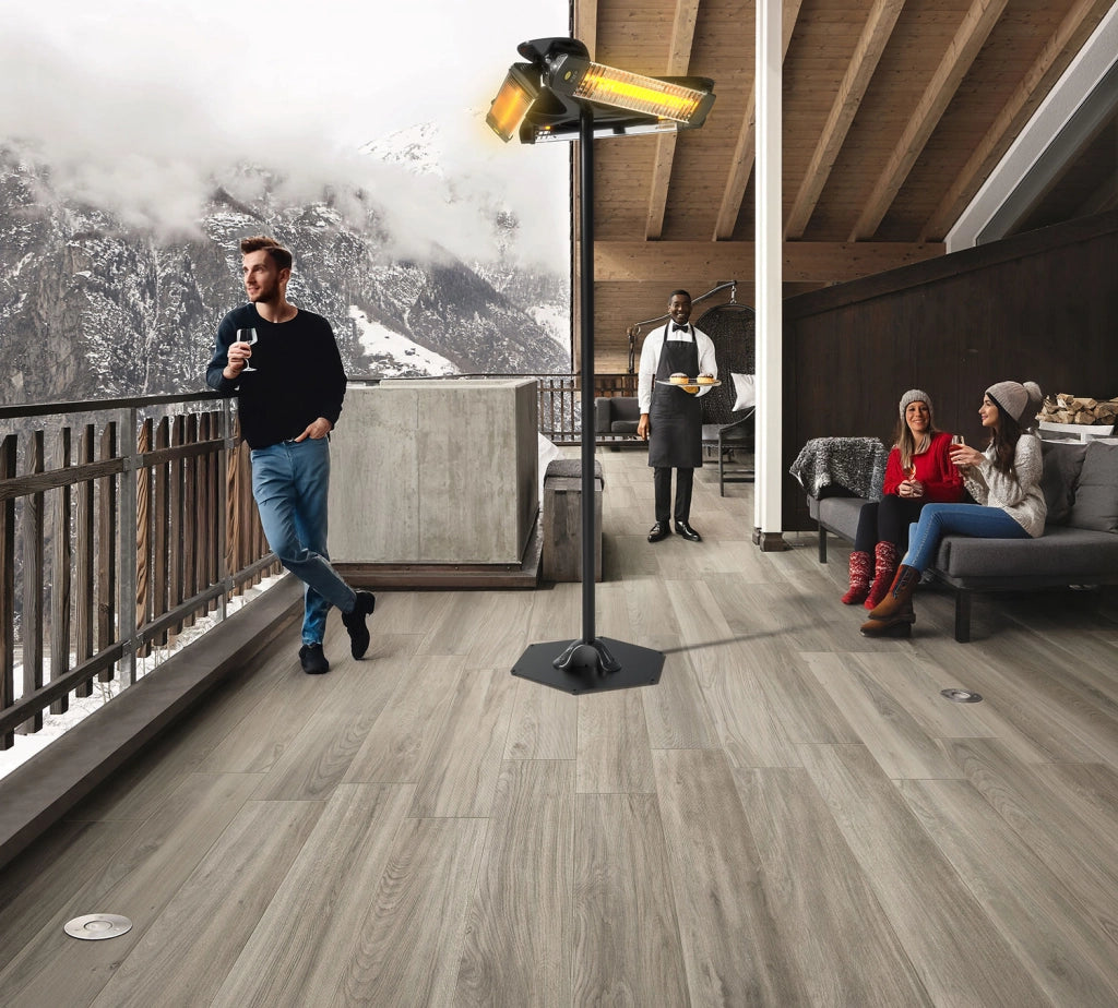 Stufa Elettrica Riscaldatore Infrarossi IP65 Girosole 3x1200W con Palo