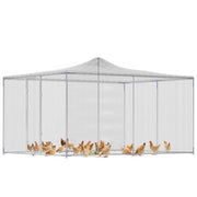 Pollaio per Galline da Esterno con Porta e Doppi Serratura, in Acciaio Zincato, 4x3x2 m, Argento