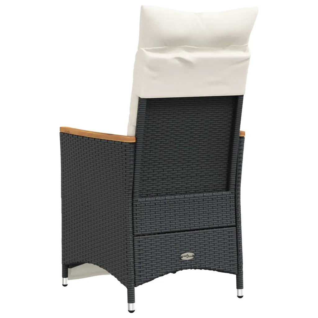 Sedie Reclinabili da Giardino 2 pz | Sedie da Esterno con Cuscini Nero Polyrattan