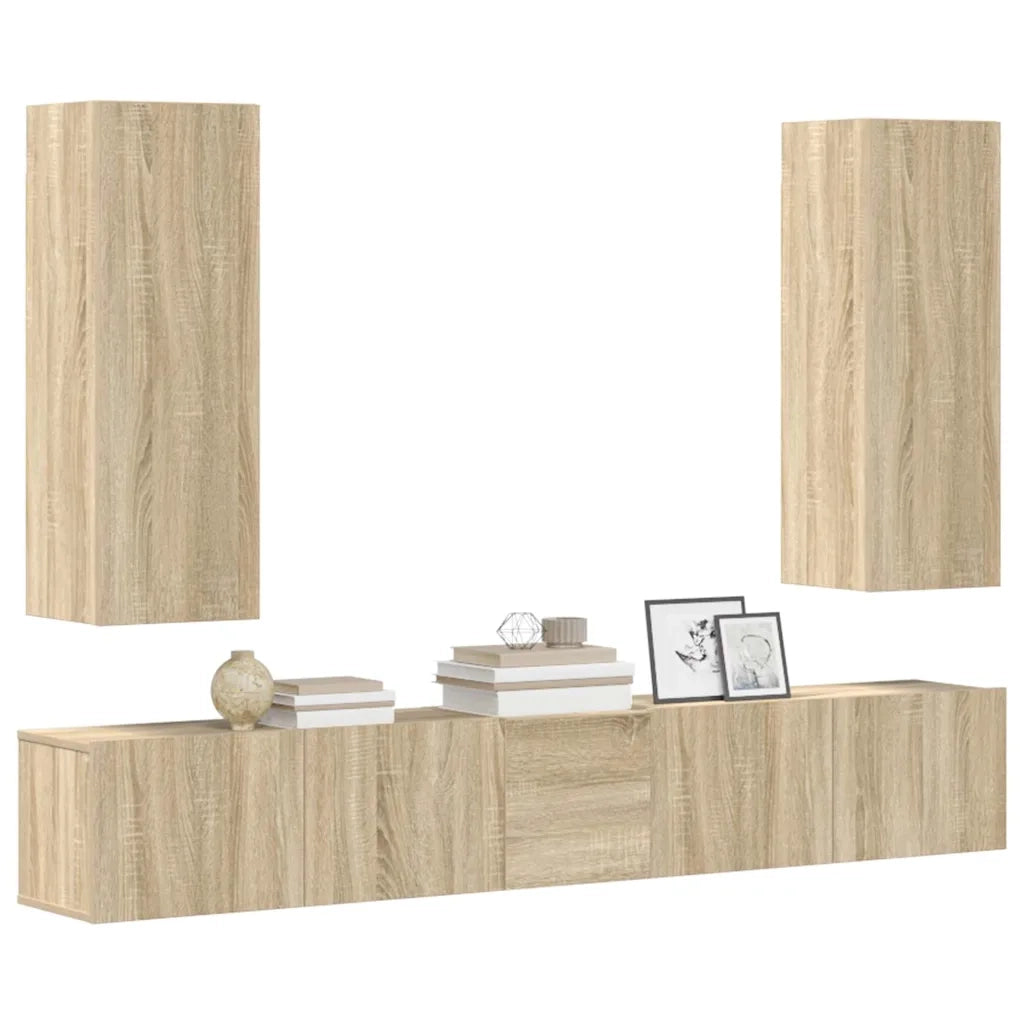Set di Mobili Porta TV 5 pz Rovere Sonoma in Legno Multistrato cod mxl 12972