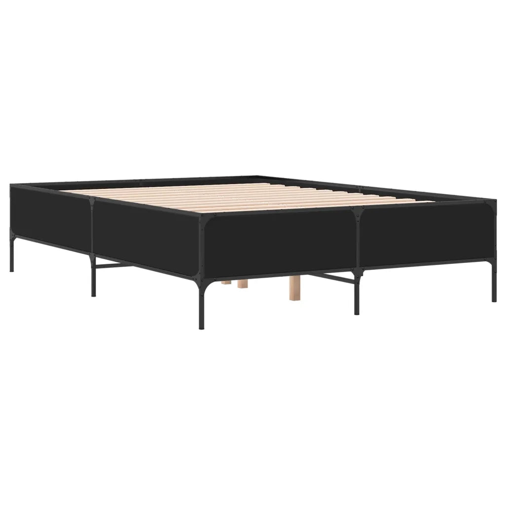 Giroletto Nero 150x200 cm in Legno Multistrato e Metallo 3279792