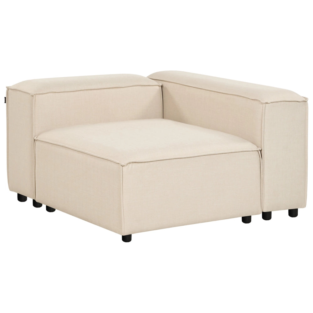 Modulo angolare 1 posto con gambe nere rivestite in tessuto poliestere beige lato sinistro con Gambe Nere Soggiorno