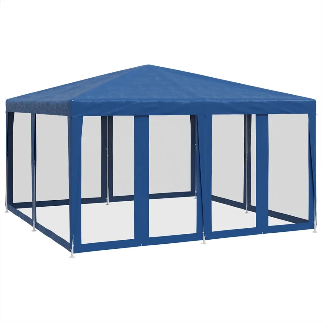 Tenda per Feste con 8 Pareti Laterali in Rete-Tenda Gazebo Blu 4x4 m HDPE