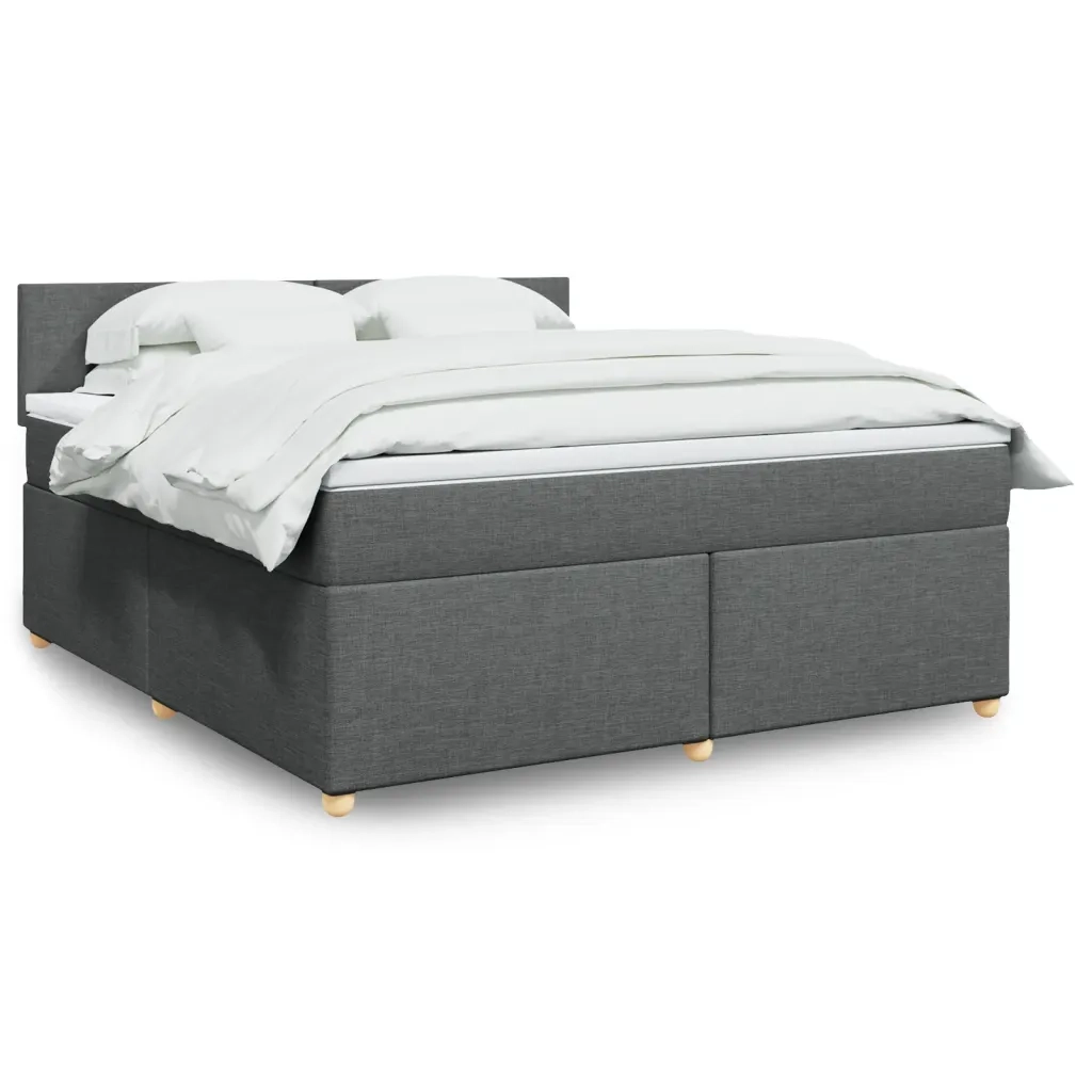 Giroletto a Molle con Materasso Grigio Scuro 180x200 cm Tessuto